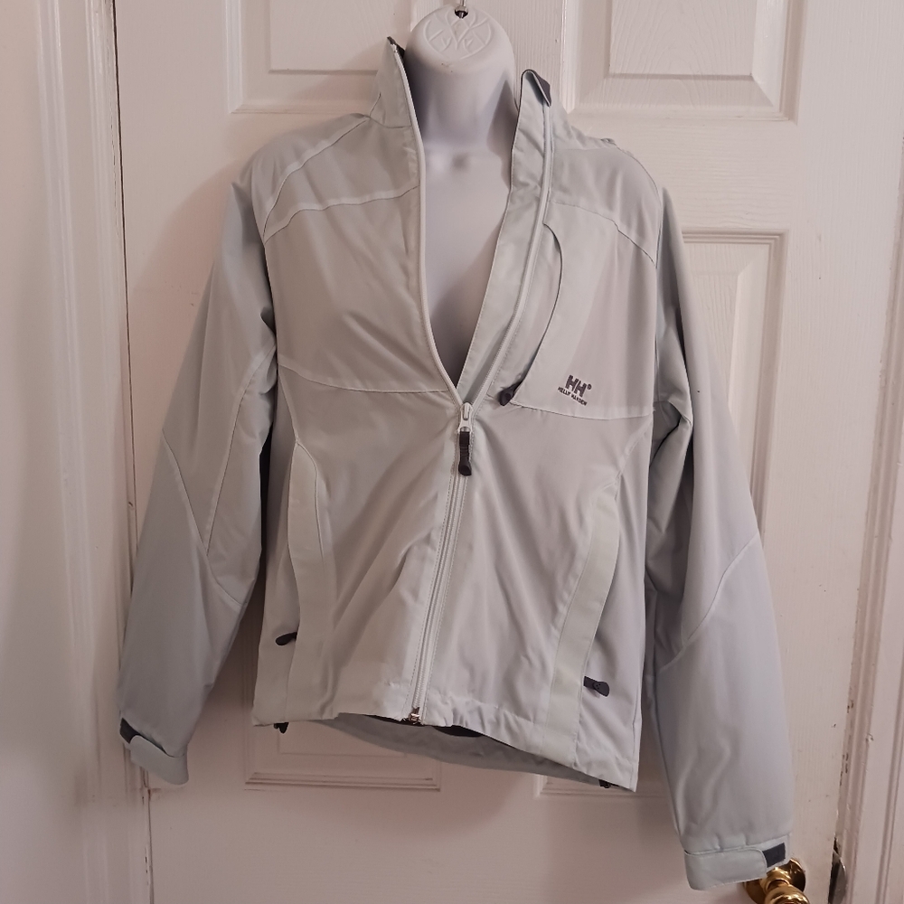 Helly Hansen Jacket Women Small Light Blue Full Zip Outdoors Pockets Performance
